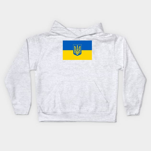 Flag of Ukraine with Coat of Arms Kids Hoodie by COUNTRY FLAGS
